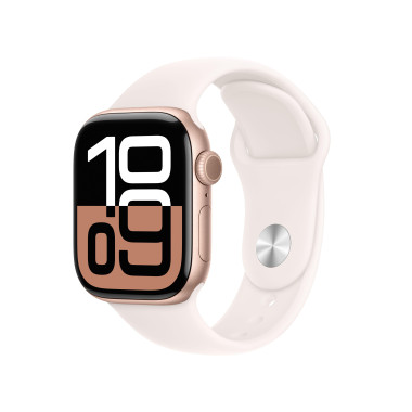 Apple Watch Series 10 (GPS) - 42 mm - aluminium rose or - montre intelligente avec bande sport - fluoro lastom re - blush l g