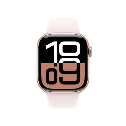 Apple Watch Series 10 (GPS) - 42 mm - aluminium rose or - montre intelligente avec bande sport - fluoro lastom re - blush l g