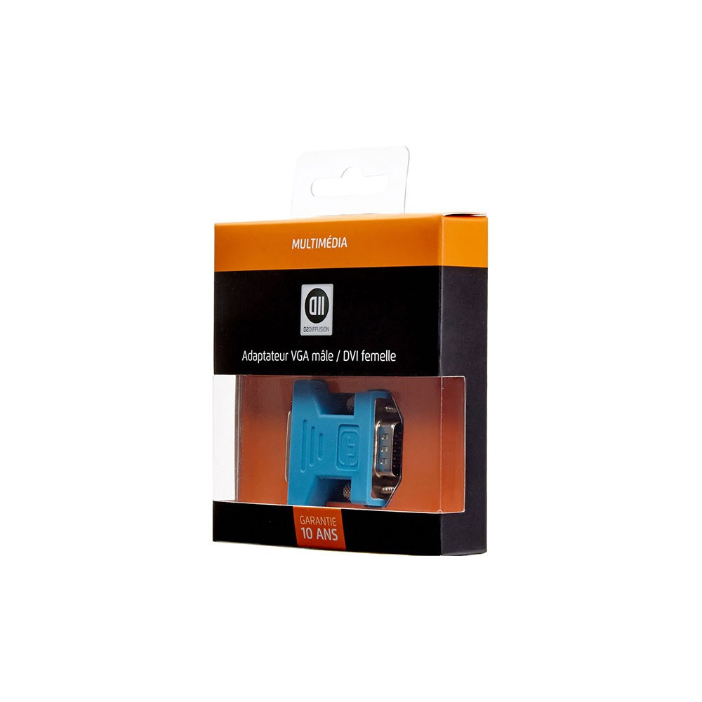 D2 Diffusion D2ADPVGAMDVIF changeur de genre de câble VGA DVI Bleu