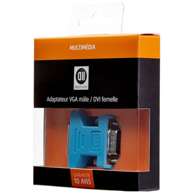 D2 Diffusion D2ADPVGAMDVIF changeur de genre de câble VGA DVI Bleu