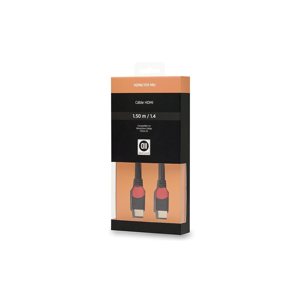 D2 Diffusion HDMI 150 MU câble HDMI 1,5 m HDMI Type A (Standard) Noir, Rouge D2 Diffusion HDMI 150 MU câble HDMI 1,5 m HDMI Type A (Standard) Noir, Rouge