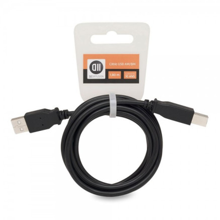 D2 Diffusion 2.0 A mâle B mâle 1.80 m Accroche cavalier câble USB USB 2.0 1,8 m USB A USB B Noir