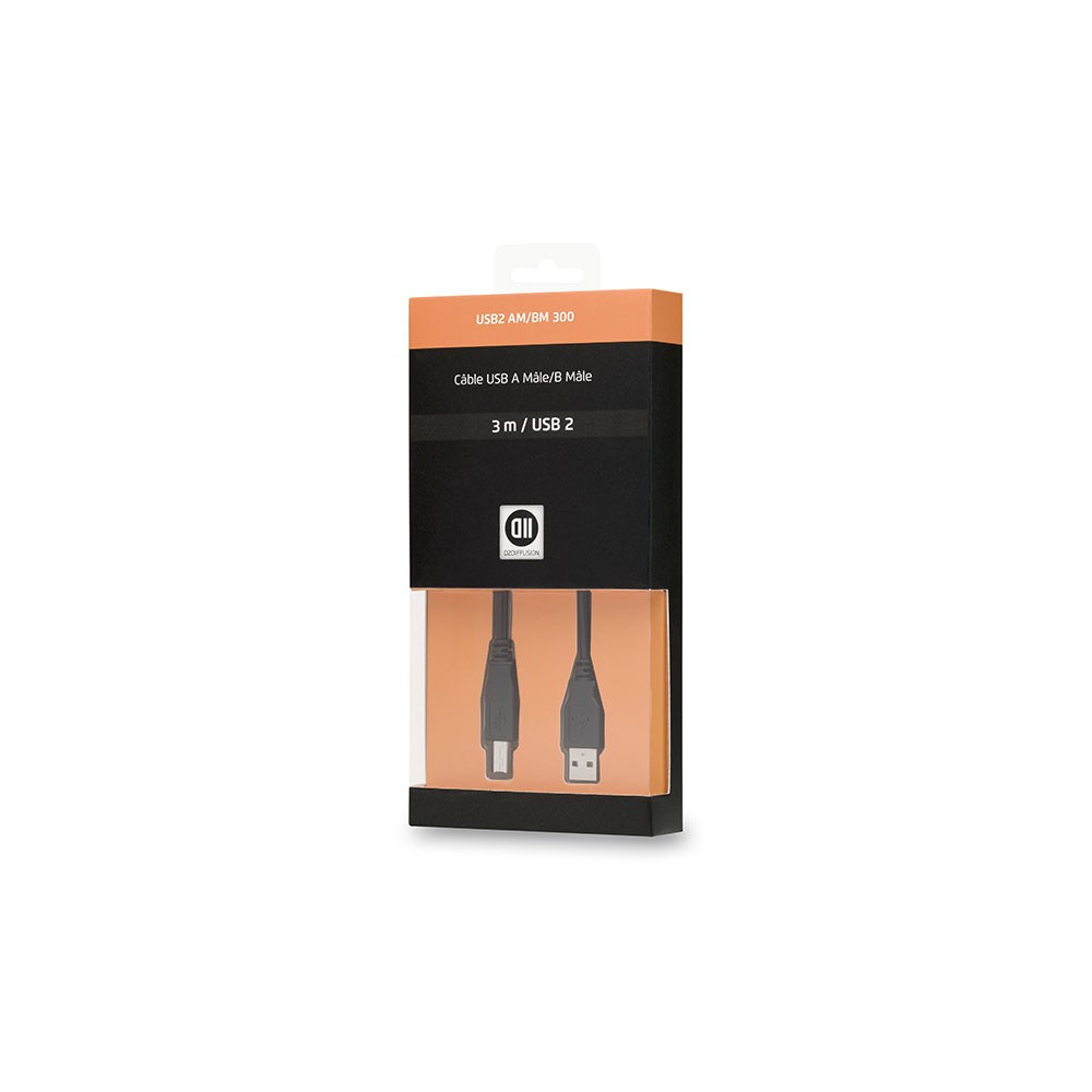 D2 Diffusion D2USBAB300 câble USB USB 2.0 3 m USB A USB B Noir