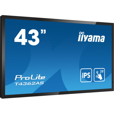iiyama T4362AS-B1 affichage de messages Écran plat interactif 108 cm (42.5") IPS 500 cd m² 4K Ultra HD Noir Écran tactile
