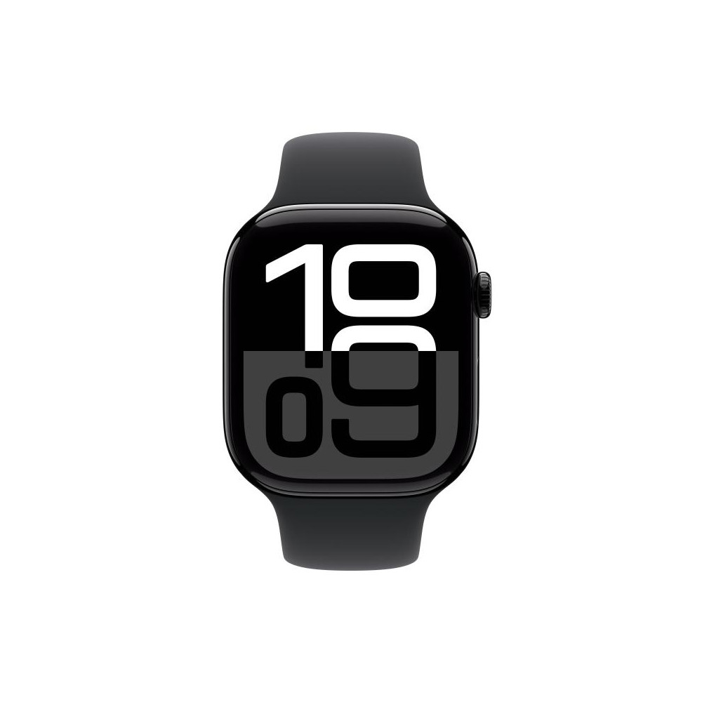 Apple Watch Series 10 (GPS) - 46 mm - aluminium noir jais - montre intelligente avec bande sport - fluoro lastom re - noir -