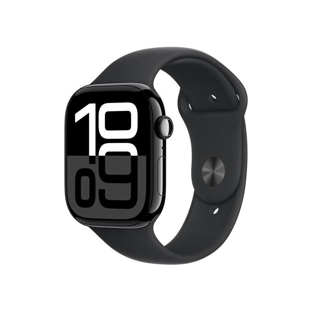 Apple Watch Series 10 (GPS) - 46 mm - aluminium noir jais - montre intelligente avec bande sport - fluoro lastom re - noir -