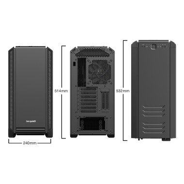 be quiet! Silent Base 601 Noir | Boîtier PC ARGB, Mini ITX   Micro ATX   ATX   E-ATX, 2 ventilateurs Pure Wings 140 mm