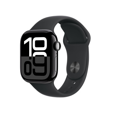 Apple Watch Series 10 (GPS) - 42 mm - aluminium noir jais - montre intelligente avec bande sport - fluoro lastom re - noir -