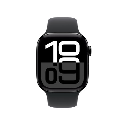 Apple Watch Series 10 (GPS) - 42 mm - aluminium noir jais - montre intelligente avec bande sport - fluoro lastom re - noir -
