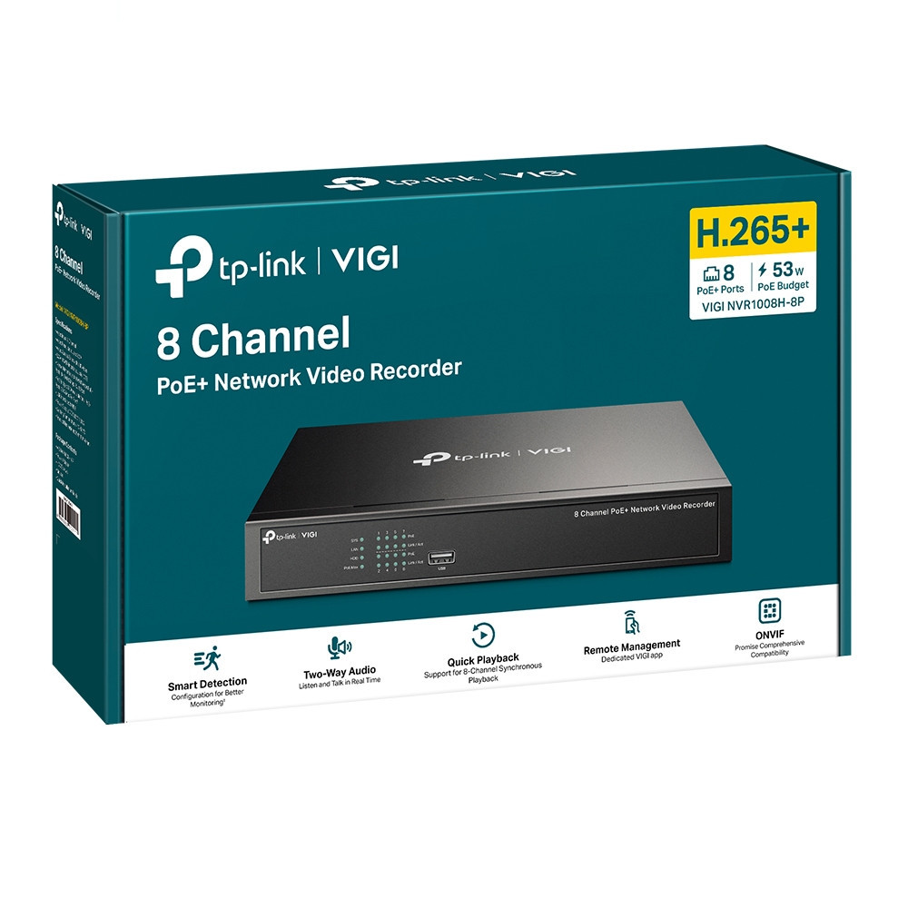 TP-Link VIGI NVR1008H-8P Enregistreur vidéo sur réseau Noir
