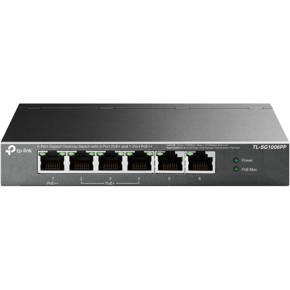TP-Link TL-SG1006PP commutateur réseau Non-géré Gigabit Ethernet (10 100 1000) Connexion Ethernet, supportant l'alimentation TP-Link TL-SG1006PP commutateur réseau Non-géré Gigabit Ethernet (10 100 1000) Connexion Ethernet, supportant l'alimentation