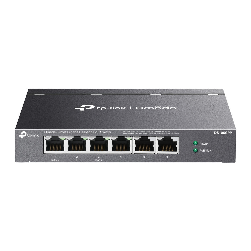TP-Link Omada DS106GPP commutateur réseau Non-géré Gigabit Ethernet (10 100 1000) Connexion Ethernet, supportant l'alimentation TP-Link Omada DS106GPP commutateur réseau Non-géré Gigabit Ethernet (10 100 1000) Connexion Ethernet, supportant l'alimentation
