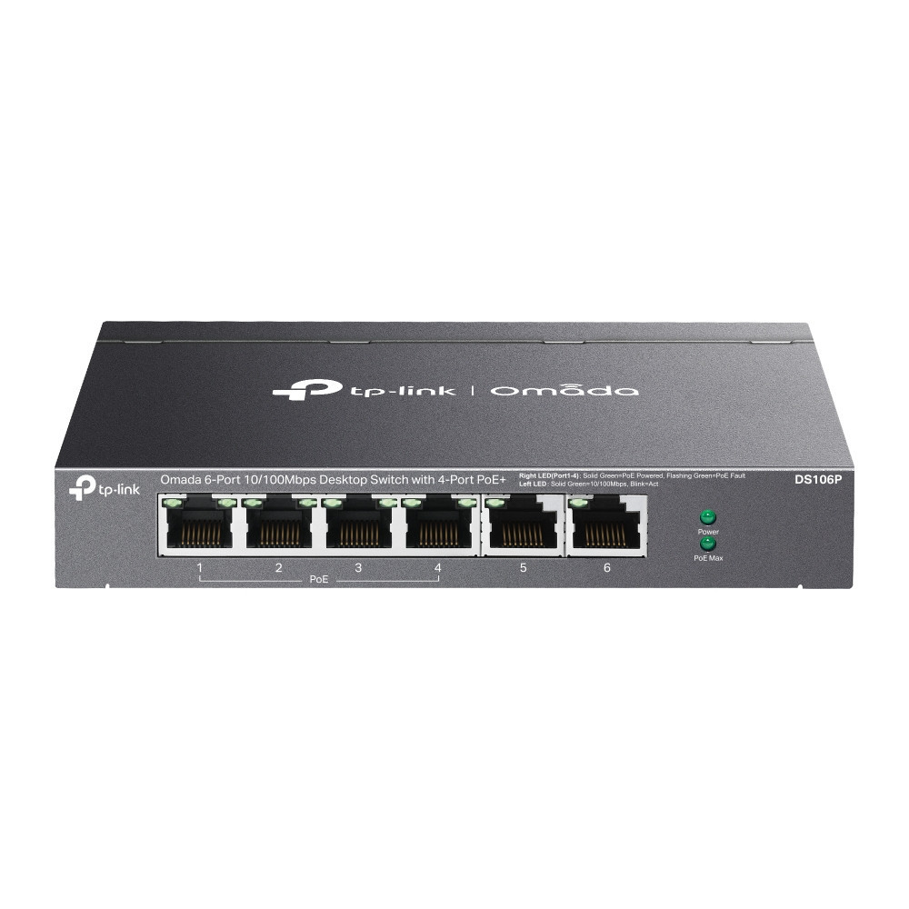 TP-Link Omada DS106P commutateur réseau Non-géré Fast Ethernet (10 100) Connexion Ethernet, supportant l'alimentation via ce TP-Link Omada DS106P commutateur réseau Non-géré Fast Ethernet (10 100) Connexion Ethernet, supportant l'alimentation via ce