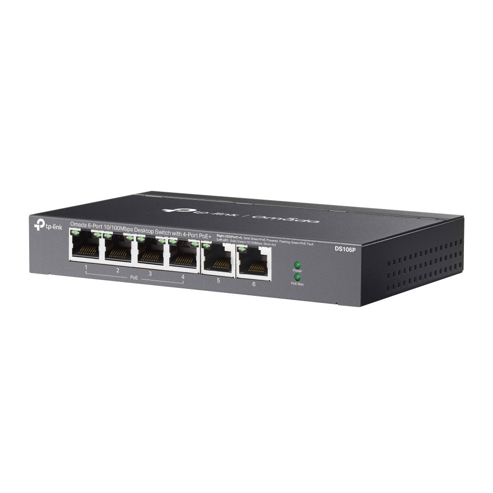 TP-Link Omada DS106P commutateur réseau Non-géré Fast Ethernet (10 100) Connexion Ethernet, supportant l'alimentation via ce