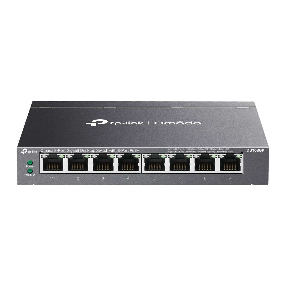 TP-Link Omada DS108GP commutateur réseau Non-géré Gigabit Ethernet (10 100 1000) Connexion Ethernet, supportant l'alimentation TP-Link Omada DS108GP commutateur réseau Non-géré Gigabit Ethernet (10 100 1000) Connexion Ethernet, supportant l'alimentation