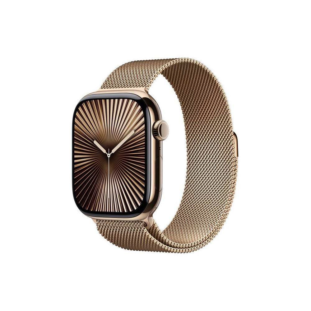 Apple Watch Series 10 (GPS + Cellular) - 46 mm - titane dor  - montre intelligente avec boucle milanaise - maille en acier in