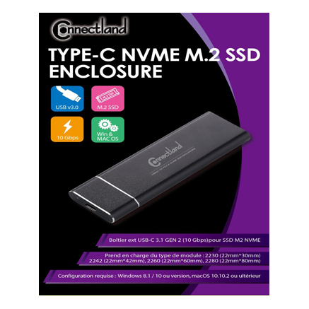 CONBT034924 Connectland BOITIER USB3.1 NVMe PCIe M2 SSD Type C