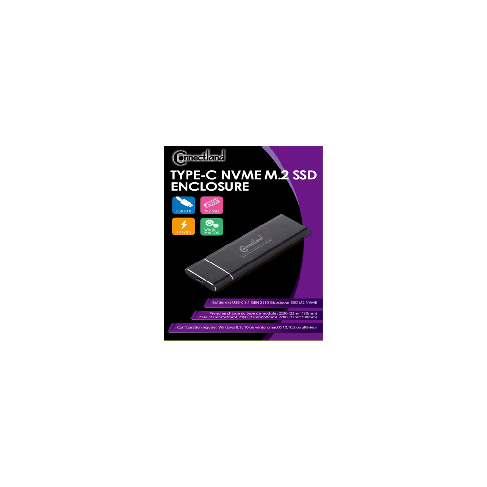 CONBT034924 Connectland BOITIER USB3.1 NVMe PCIe M2 SSD Type C CONBT034924 Connectland BOITIER USB3.1 NVMe PCIe M2 SSD Type C