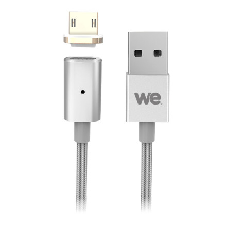 WE WEUSBMICROMAG100A câble USB 1 m USB A Micro-USB A Argent
