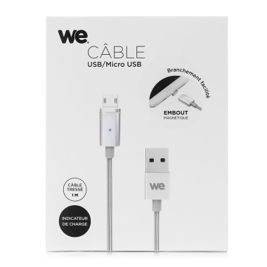WE WEUSBMICROMAG100A câble USB 1 m USB A Micro-USB A Argent