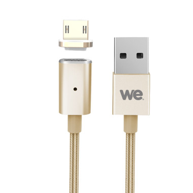 WE WEUSBMICROMAG120O câble USB 1,2 m USB A Micro-USB A Or