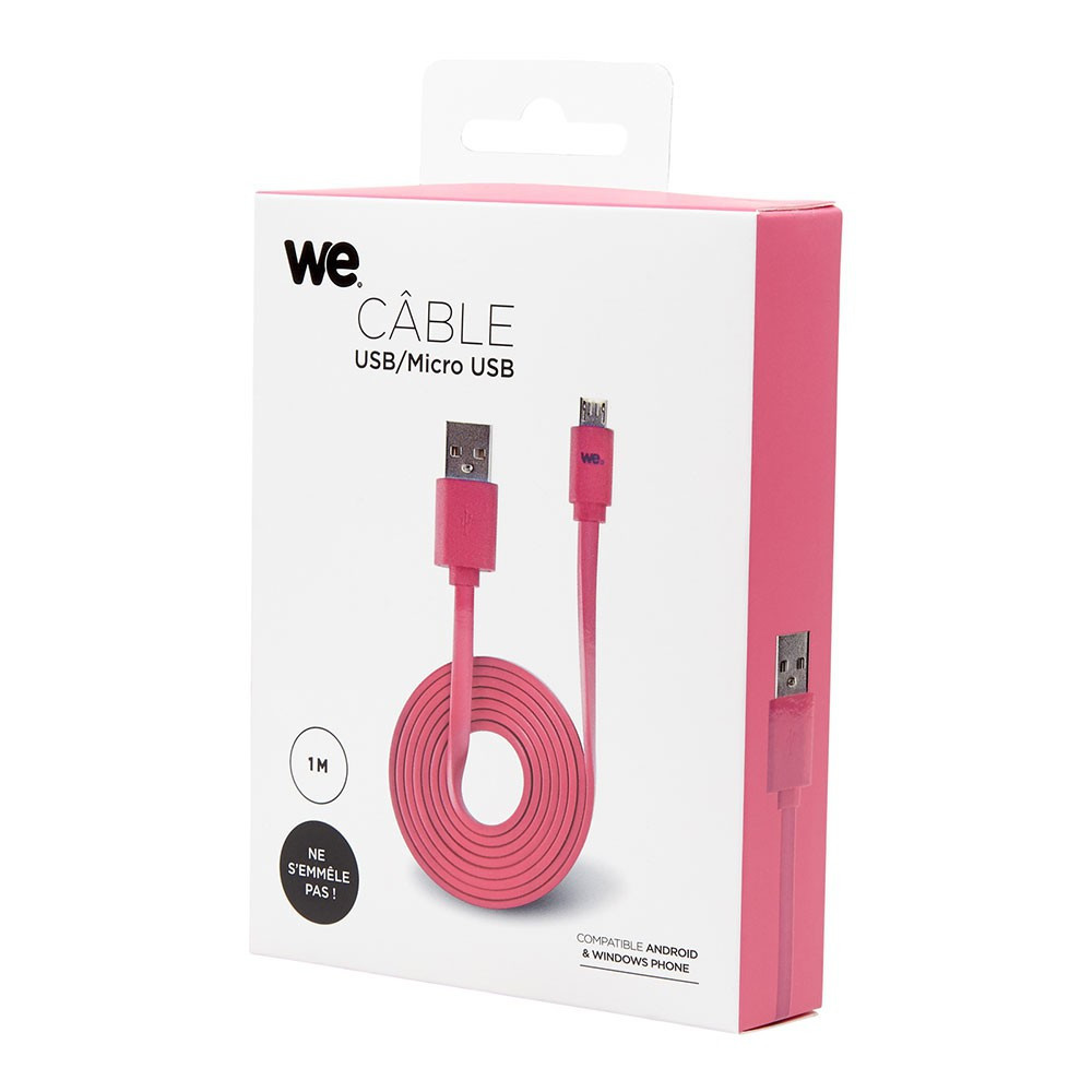 WE WEUSBMICROPLREV100F câble USB USB 2.0 1 m USB A Micro-USB B Rose WE WEUSBMICROPLREV100F câble USB USB 2.0 1 m USB A Micro-USB B Rose