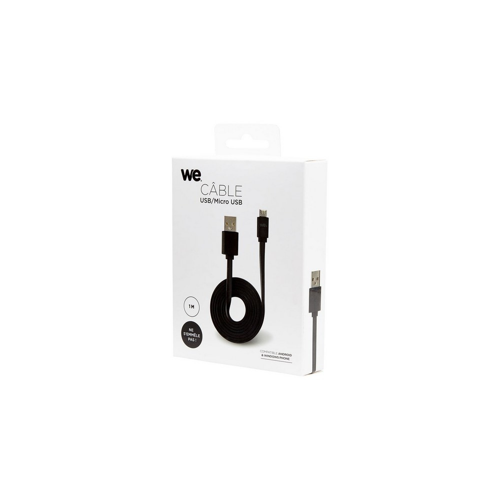WE WEUSBMICROPLREV100N câble USB USB 2.0 1 m USB A Micro-USB B Noir