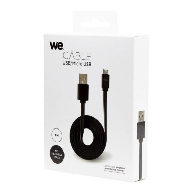 WE WEUSBMICROPLREV100N câble USB USB 2.0 1 m USB A Micro-USB B Noir