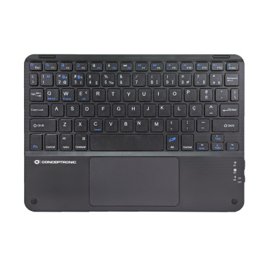 Conceptronic TOBIN01BPT clavier Universel Bluetooth QWERTY Portuguais Noir
