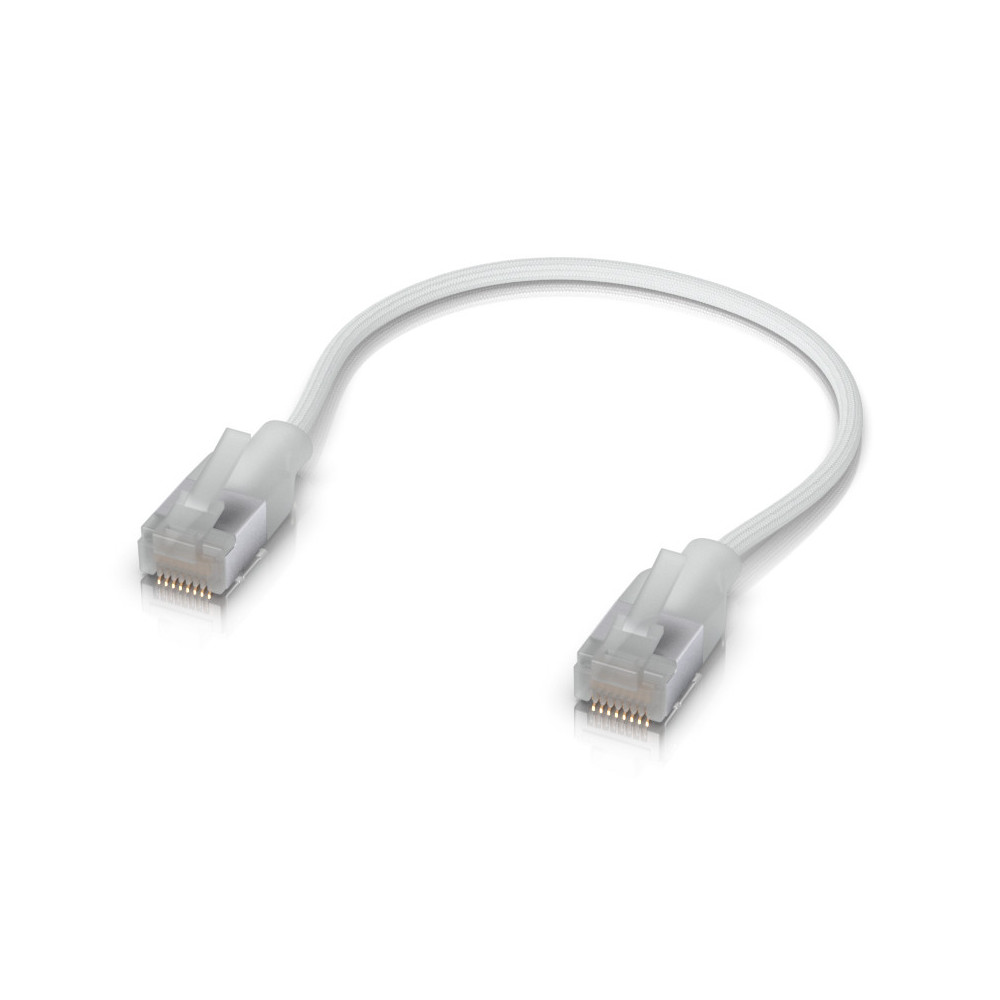Ubiquiti UACC-Cable-Patch-EL-C6A-0.15M-W câble de réseau Translucide, Blanc 0,15 m Cat6a