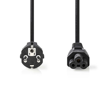 Nedis CEGP10130BK50 câble électrique Noir 5 m Prise d'alimentation type E Coupleur C5