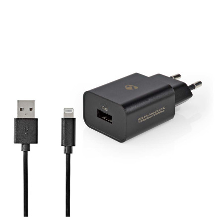 Nedis WCHAL242ABK chargeur d'appareils mobiles Universel Noir Secteur Charge rapide Intérieure