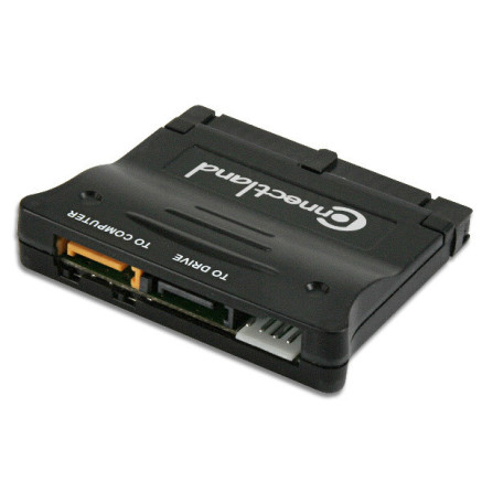 Connectland 0301518 changeur de genre de câble 2x SATA IDE PATA, 4-pin FDD power Noir