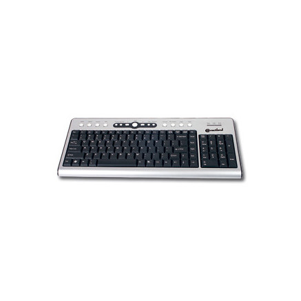 Connectland CL-UL-PLAT-FR-PS 2 clavier Universel PS 2 AZERTY Noir, Métallique