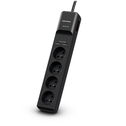CyberPower Tracer III P0420SUD0-FR protection surtension Noir 4 sortie(s) CA 200 - 250 V 1,8 m