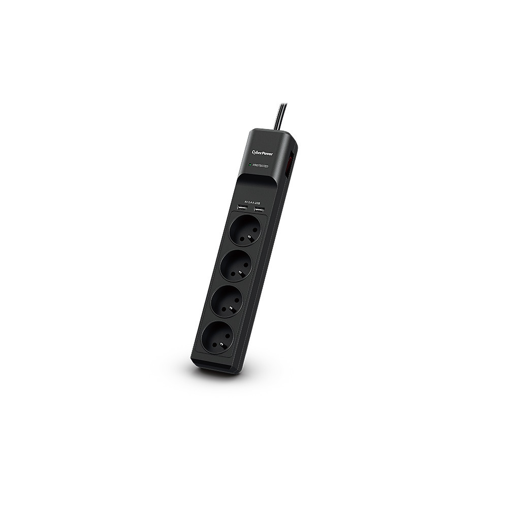CyberPower Tracer III P0420SUD0-FR protection surtension Noir 4 sortie(s) CA 200 - 250 V 1,8 m CyberPower Tracer III P0420SUD0-FR protection surtension Noir 4 sortie(s) CA 200 - 250 V 1,8 m