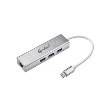 CON00046341 ADAPT. USB TYPE C MALE TO RJ45 10/100/1000 Mbps + HUB Alluminium