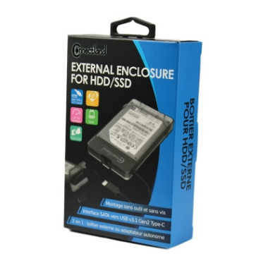 CON00046357 Boîtier externe 2 en 1 pour disque 2.5'' SATA USB v3.1 Gen2 Type C G2-28-BK Noir