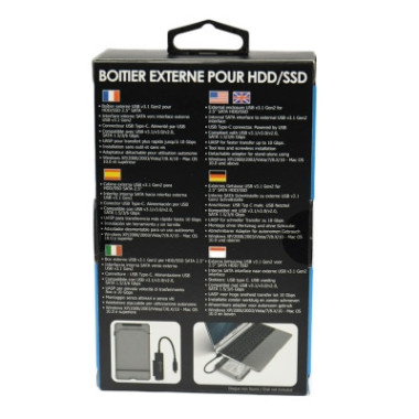 CON00046357 Boîtier externe 2 en 1 pour disque 2.5'' SATA USB v3.1 Gen2 Type C G2-28-BK Noir