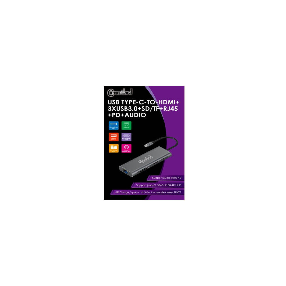 CONAEX36251 0301658 - ADAPTAEUR USB TYPE C VERS HDMI ,RJ45 ,SD,TF,AUDIO, PD ,USB-A/F 3.0.x 3
