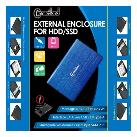 CONBT040317 1908124 Boîtier externe 2.5p SATA USB 3.0 Alu sans vis Bleu