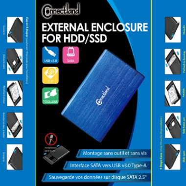 CONBT040317 1908124 Boîtier externe 2.5p SATA USB 3.0 Alu sans vis Bleu