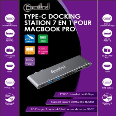 CONAEX36250 0301682 - Adaptateur de type C avec 2x Hub USB V3.0 +HDMI+ lecteur multicartes