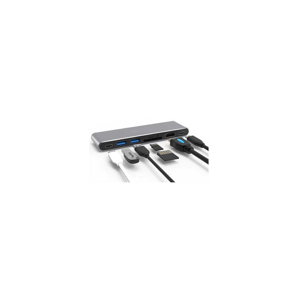 CONAEX36250 0301682 - Adaptateur de type C avec 2x Hub USB V3.0 +HDMI+ lecteur multicartes