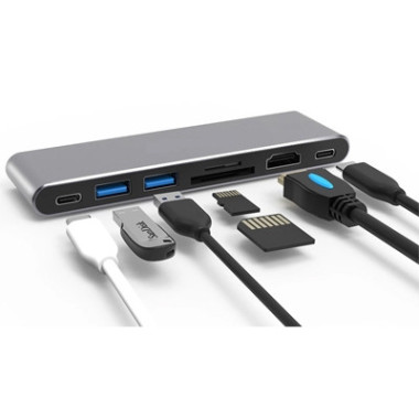 CONAEX36250 0301682 - Adaptateur de type C avec 2x Hub USB V3.0 +HDMI+ lecteur multicartes