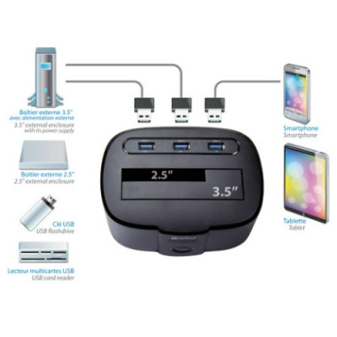 NONBT030782 Docking 1xHDD 2.5/3.5p Sata avec hub USB3