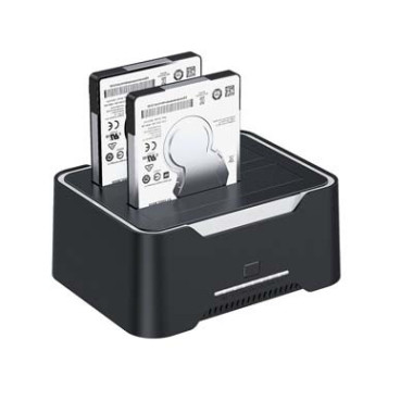CON00046380 STATION 2xHDD SATA SORTIES USB V3 BLACK STATION 2xHDD ABS ILLUMINATED