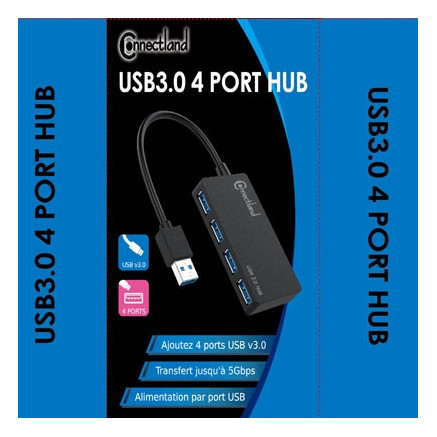 CON00046358 HUB USBv3 3.0  4 PORTS NOIR