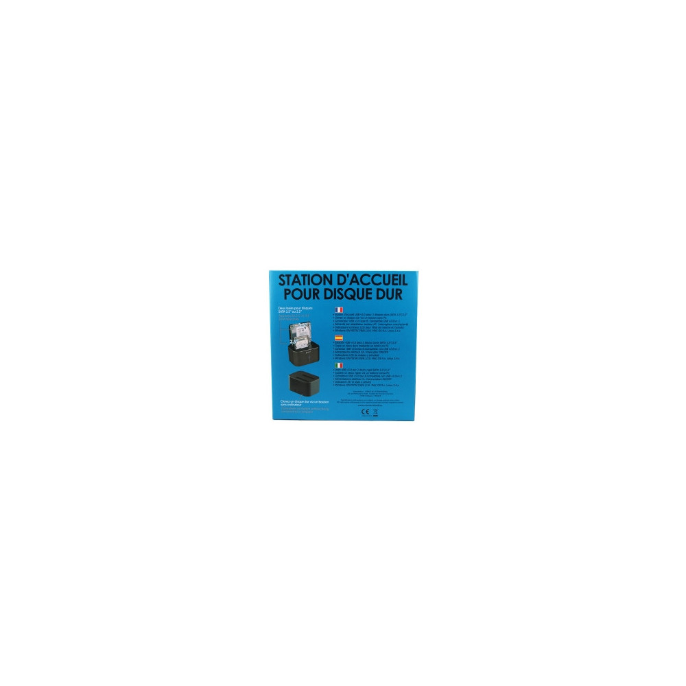 NONBT030788 Docking pour 2xHDD 2.5/3.5p Sata USB3 Noir