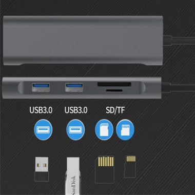CONHU036173 USB3 (5 en 1) USB 3.0 X 3 PORTS + SD+TF